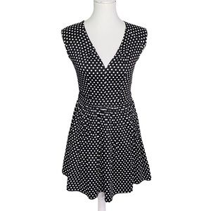 Needle & Thread Fit & Flare Dress Sz Small Black/White Polka-Dot Sleeveless